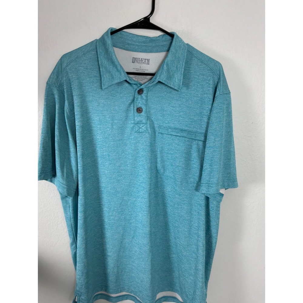 Duluth Trading Polo Shirt Mens Large Blue Short Sleeve Performance Pocket